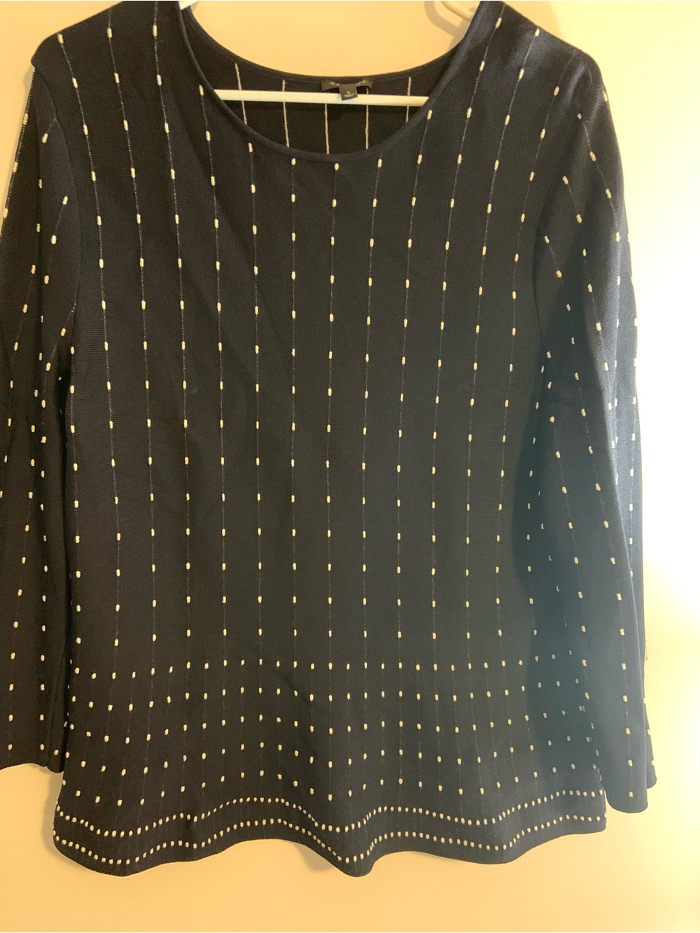 Talbots Navy Sweater with White Stripe Detail